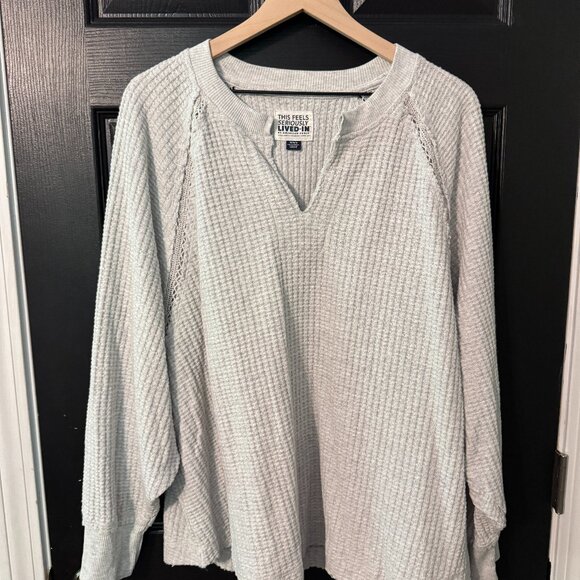 American Eagle Outfitters Tops - Seriously Lived In Sweatshirt by American Eagle Light Grey Medium